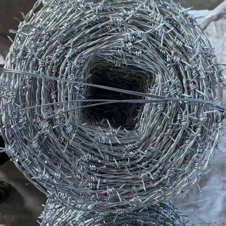 Galvanised barbed wire roll ready for dispatch